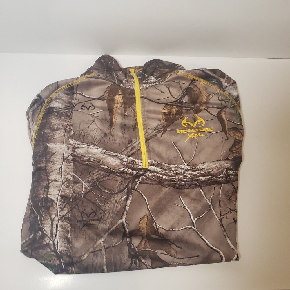 REALTREE XTRA 1/4 ZIP CAMO BROWN HUNTING SHIRT LONG SLEEVE PULLOVER MEN'S MEDIUM